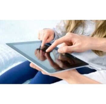 two hands pointing on a tablet
                  