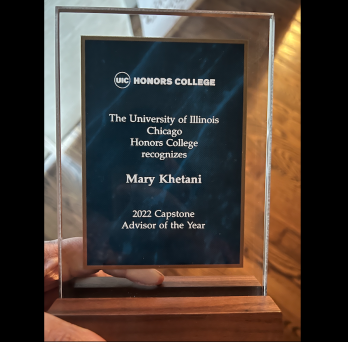 Mary's 2021-2022 Capstone Supervisor of the Year award
                  