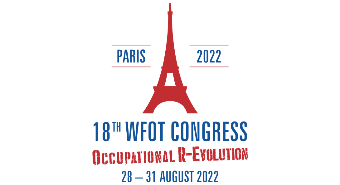 World Federation of Occupational Therapy Conference Logo with Eiffel Tower image and conference theme of 'Occupational R-Evolution' captured