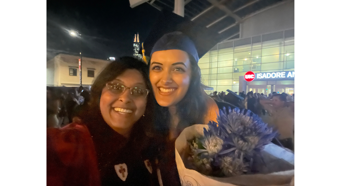 Mary and Shivani at graduation