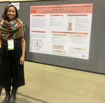 Rachel Ohene presenting research at AOTA Inspire Conference 2024
                  